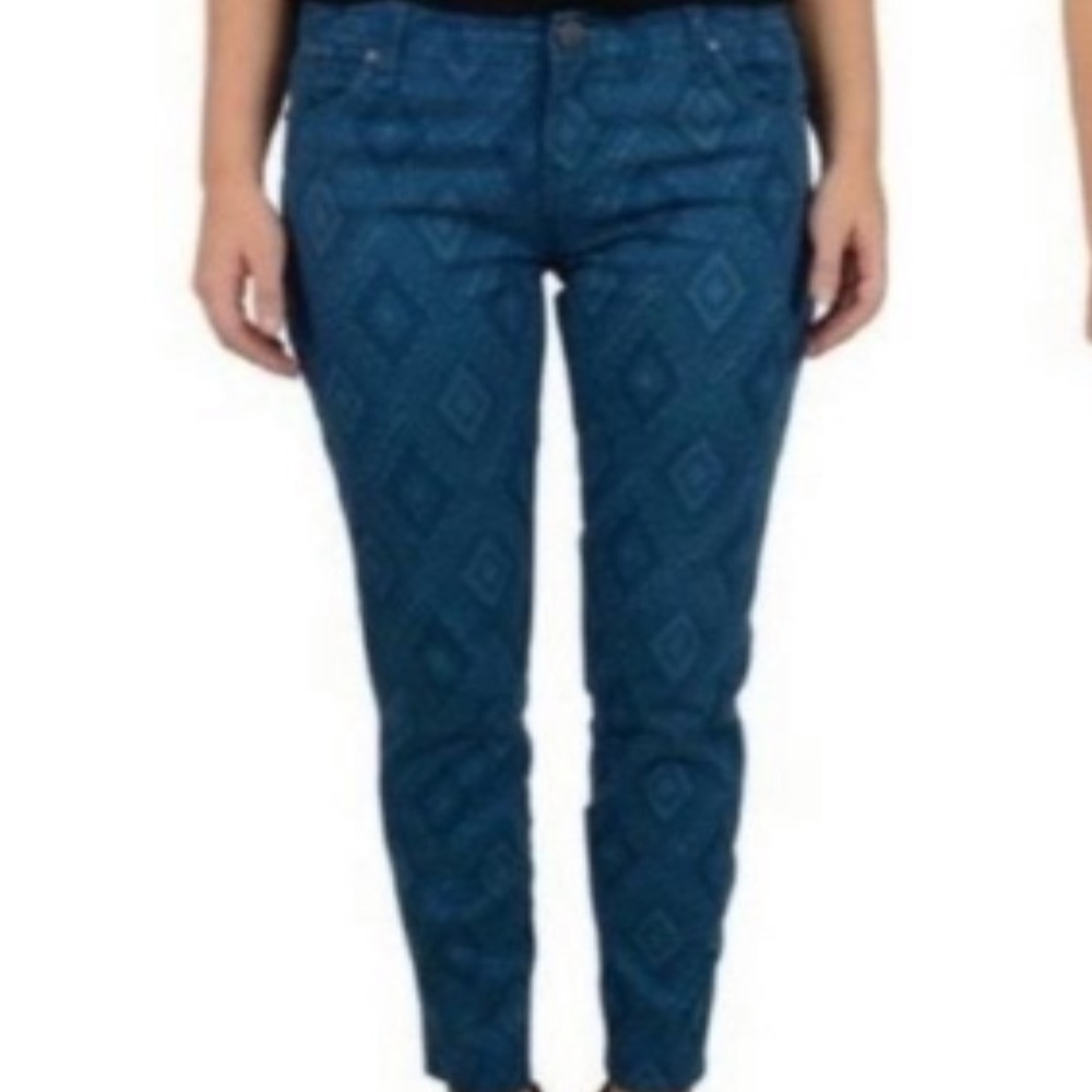 Sanctuary Denim Blue Diamond Pattern Skinny Jeans
